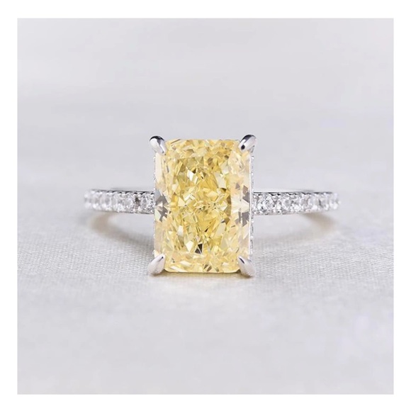 3.3 Carat Sona Simulated Diamond Yellow Ring - Picture 4 of 5